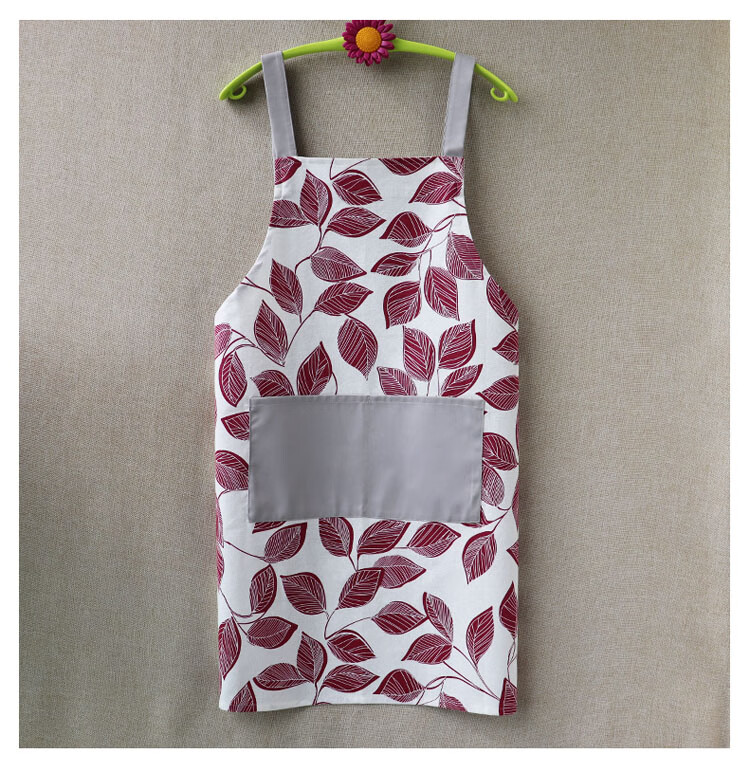 家用夏天厨房薄款女时尚纯棉透气背带式新款棉布裙子a千叶围裙绿色