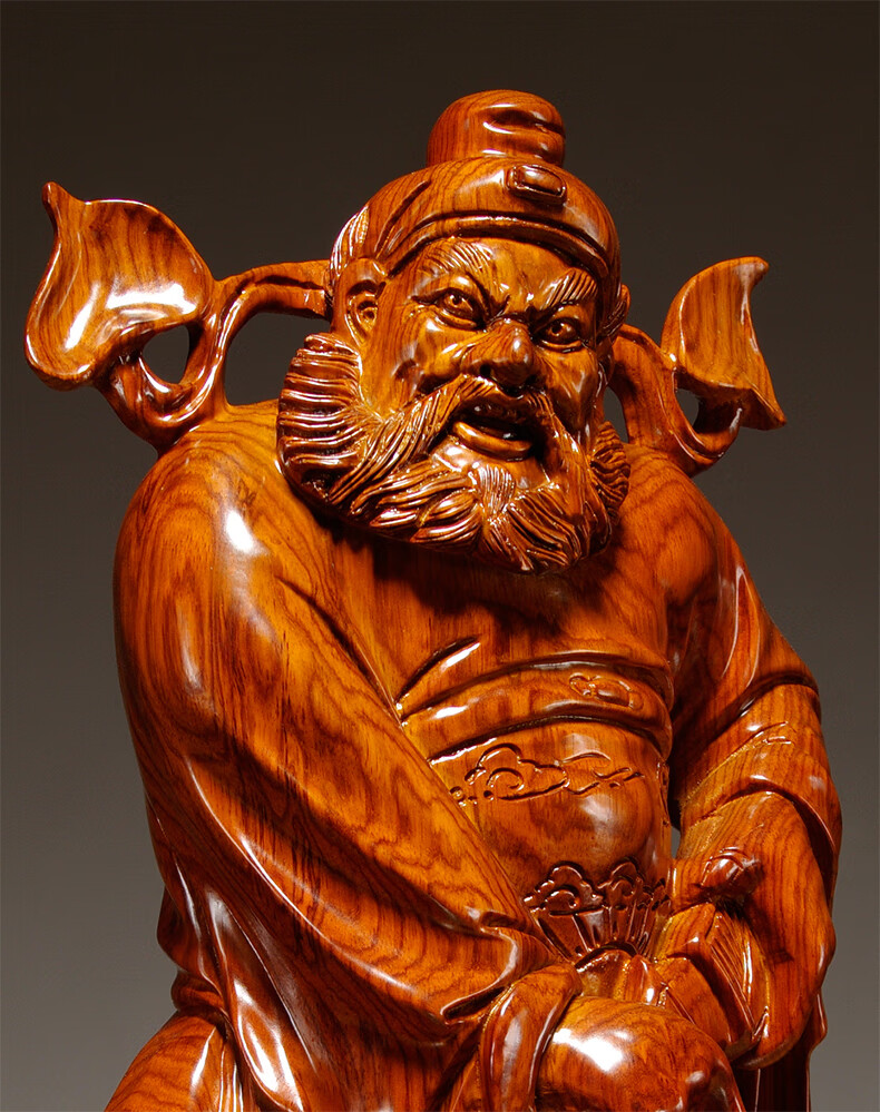 蝴蝶萱花梨木雕钟馗像摆件福神钟馗雕像家居客厅店铺玄关办公装饰工艺