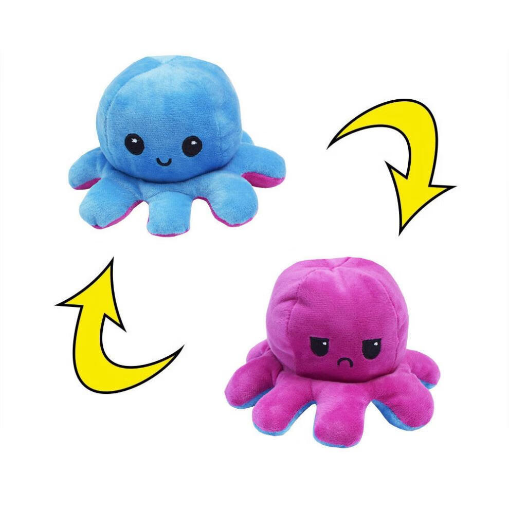 变脸章鱼翻面开心两副面孔毛绒玩具公仔可爱玩偶翻转开心变生气变脸