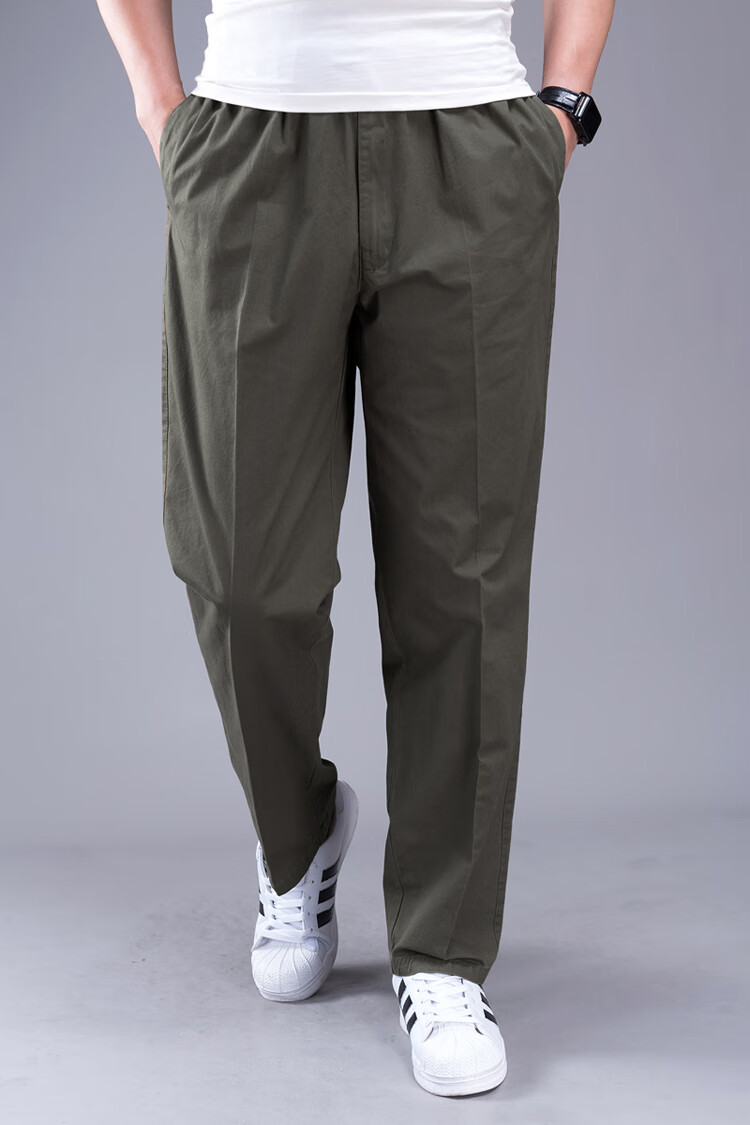 caseyboy肥佬大码全棉长裤中老年人男纯棉休闲裤运动直筒宽松深裆松紧