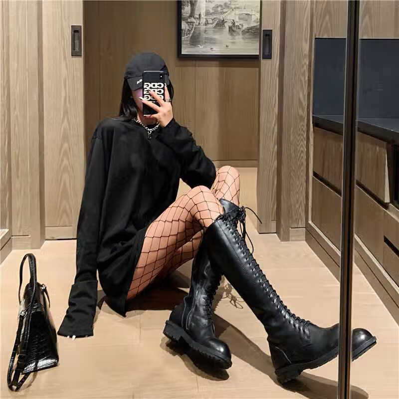 黑丝渔网jk丝袜鱼网裤女黑色大网默认