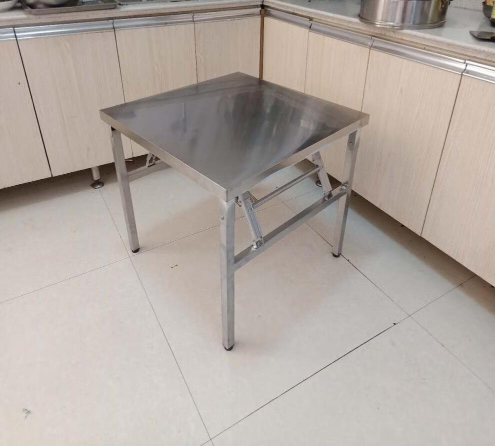 不锈钢304小方桌折叠烧烤专用桌子大排档桌餐厅吃饭正方形小餐桌不