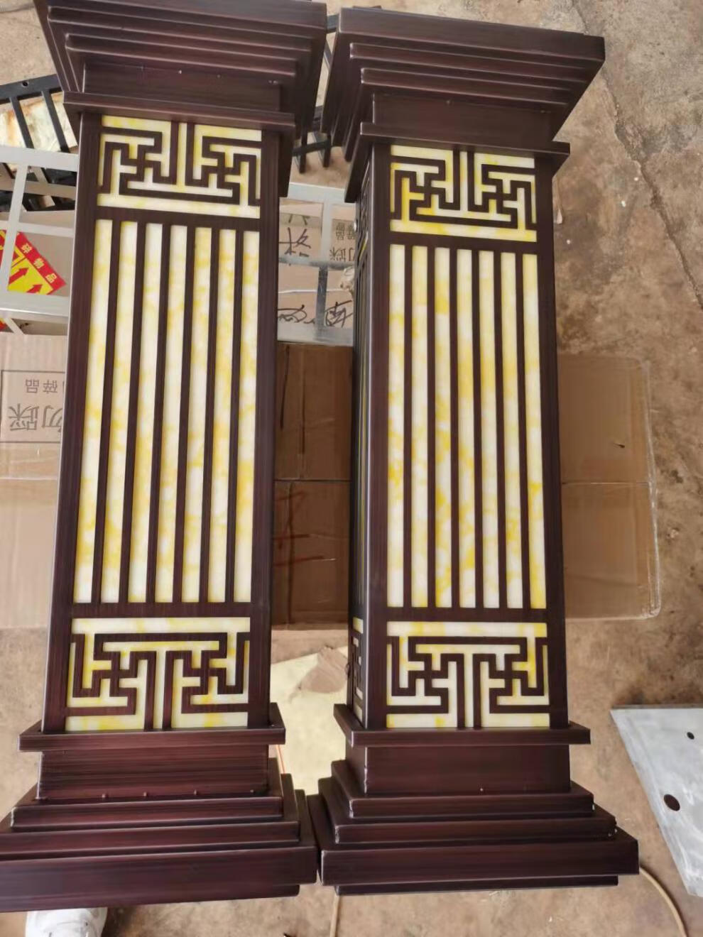 逸萱室外防水现代新中式酒店柱子仿云石壁灯别墅会所走廊复古户外壁灯