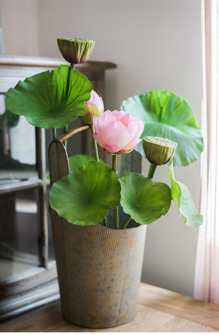 良米兮 仿真莲蓬头手工绿植仿真花装饰花pe花艺术摆件插花荷花 莲蓬