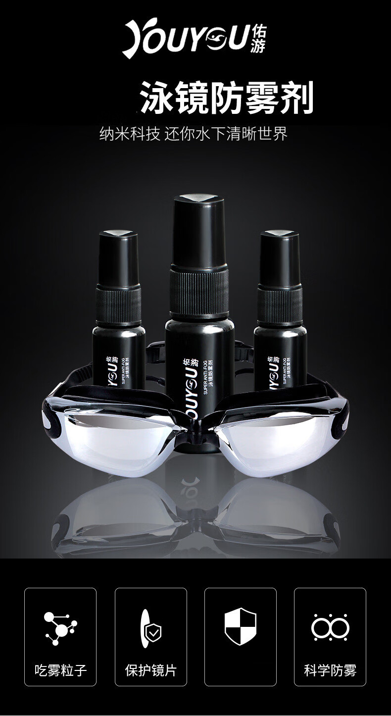 佑游眼镜防雾剂近视镜护目头盔镜片游泳镜防起雾除雾喷剂镜片防雾涂抹