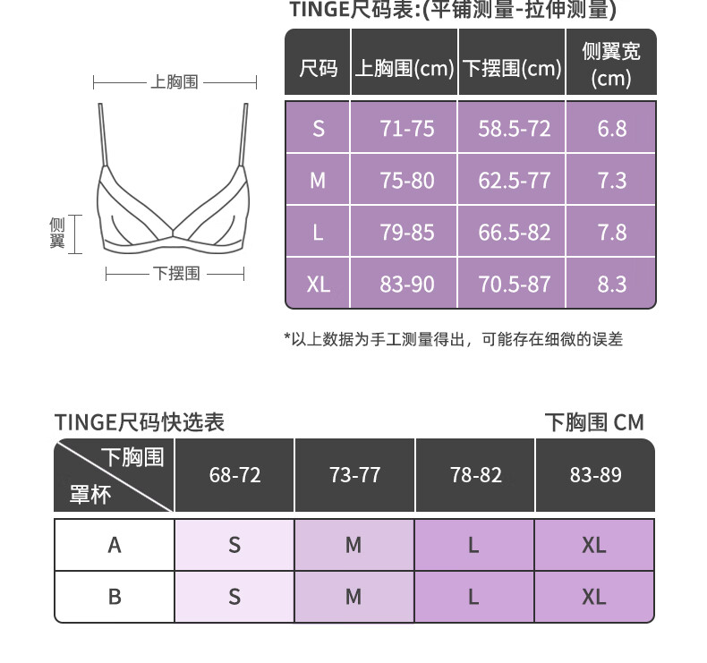 tinge兰精莫代尔法式无钢圈大胸显小性感美背文胸内衣女抹胸胸罩 黄色