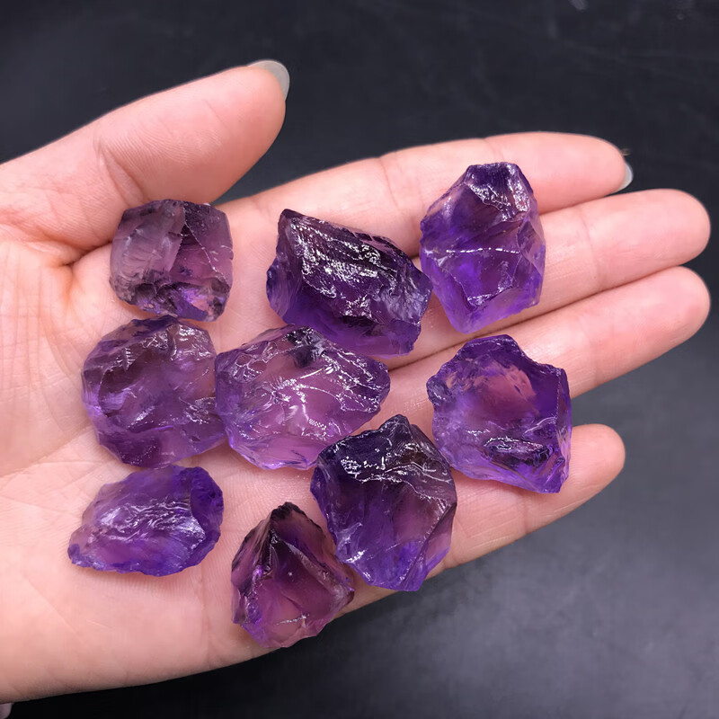 天然巴西紫水晶原石雕刻毛料通透晶体原矿摆件diy原石块100克