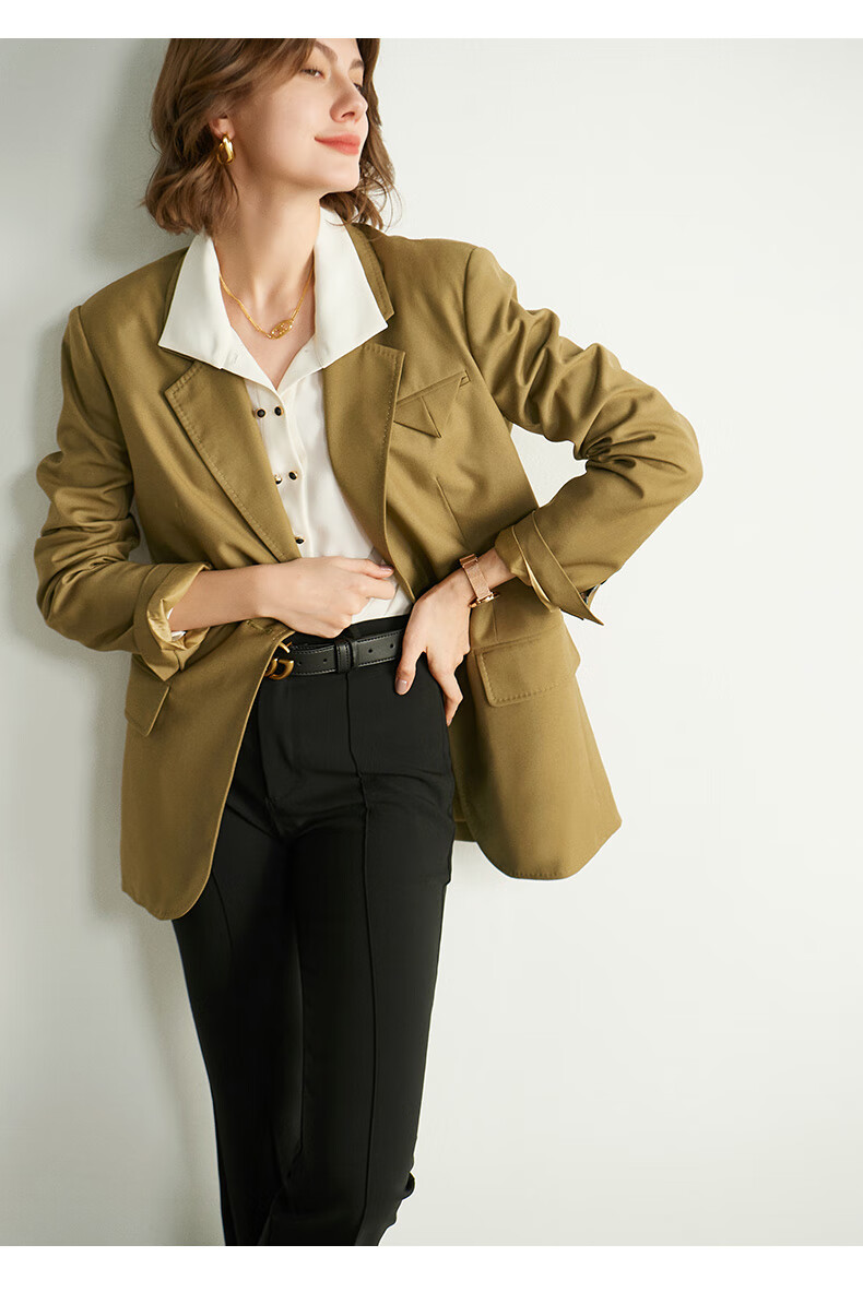 法曼萱英伦风职业西装外套女短款2022年新款春装小个子法式小西服摩卡