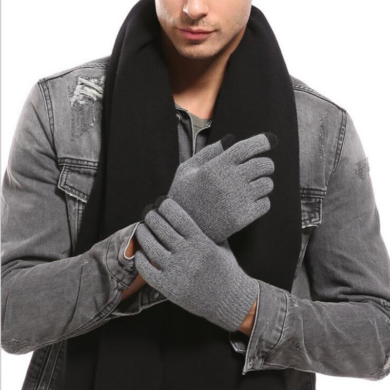 兴班可触屏舞立方专用手套maimai女士男士五指玩手机针织玩游戏厚款jc