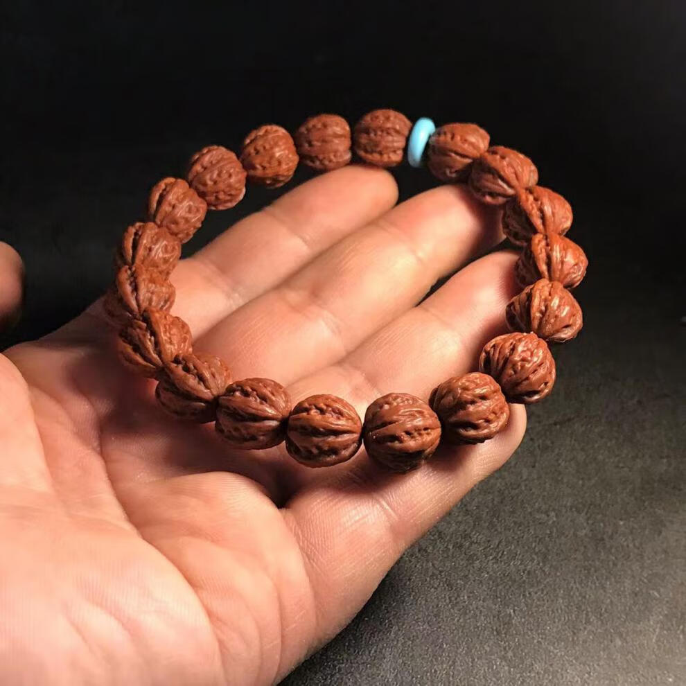 【闪电发货】桃核手串野生桃核 京八棱小核桃文玩手串野生龙纹桃核