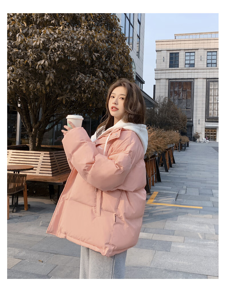 祆棉服女2022年新款冬季设计感加厚韩版棉袄短款棉衣面包服外套 粉色