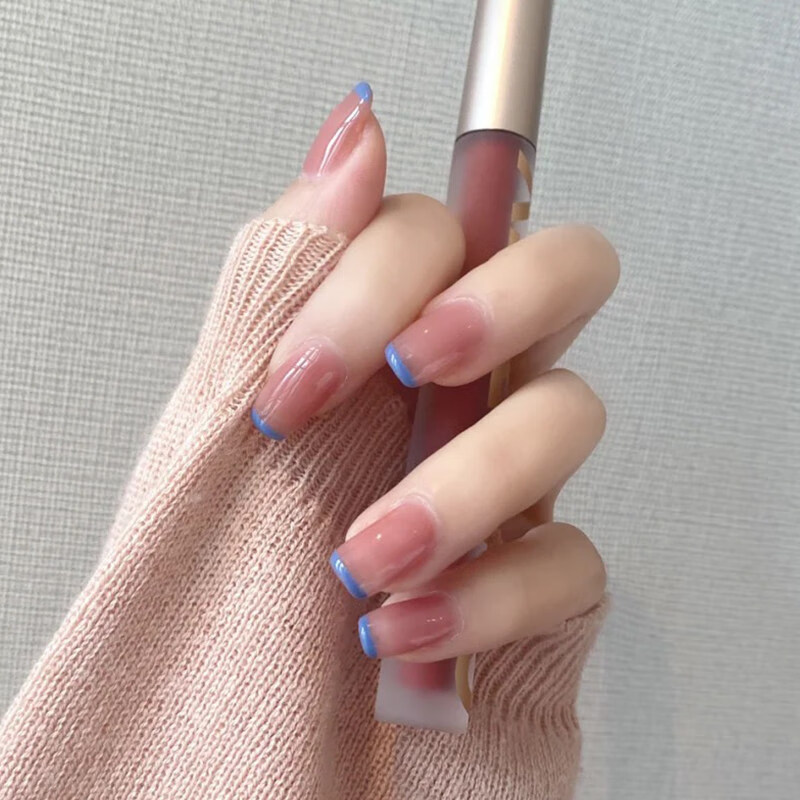 新年礼物ins风日系美甲贴片假指甲片网红同款女可爱成品可穿戴式裸色