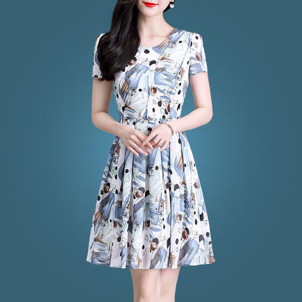 怡韵恋 碎花连衣裙时尚气质女士夏装2021新款温柔风雪纺女裙显瘦夏天