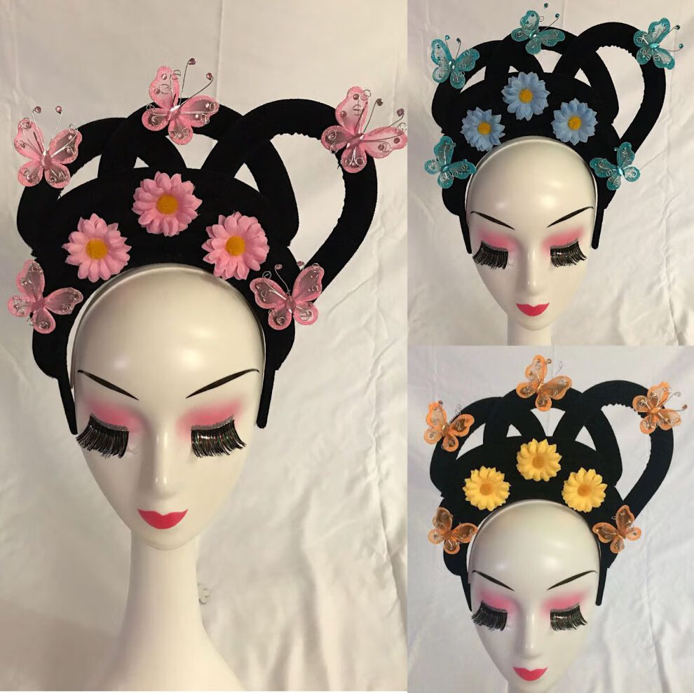 戏剧头饰古装假发古代小姐戏曲越剧花旦头套黄梅戏假发 灰色