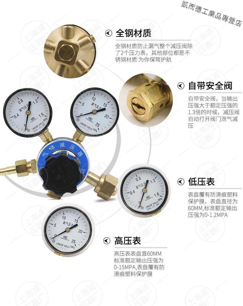 上海减压器厂氩气减压器1625调压减压阀气体压力表40l大钢瓶g58