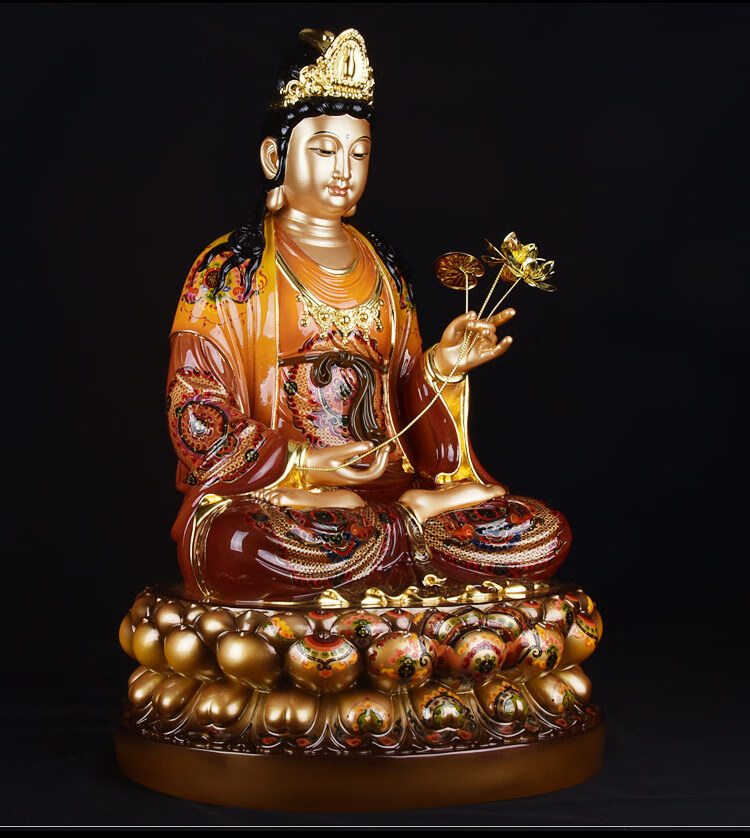 行天宫晶彩纯铜大势至菩萨西方三圣生肖马本命佛供奉大势至佛像摆件30