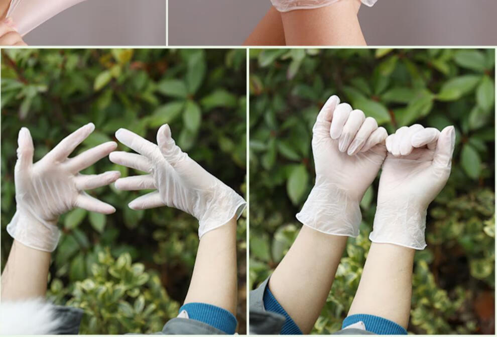 杀鸡手套一次性pvc手套乳胶餐饮透明厨房橡胶加厚防护防水检查100只