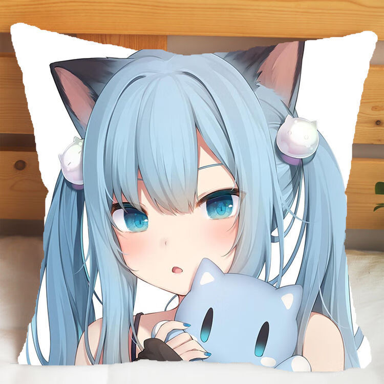 花仟陌猫羽雫抱枕猫耳娘二次元周边卡通靠垫男女朋友生日礼物枕套163