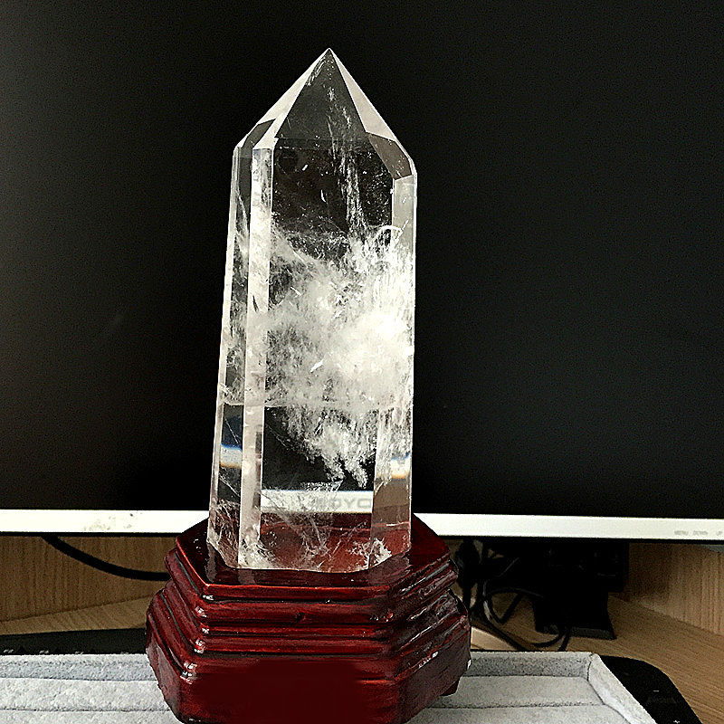 天然白水晶柱摆件水晶晶柱原石摆件大六棱柱客厅书房办公桌柜台摆件高