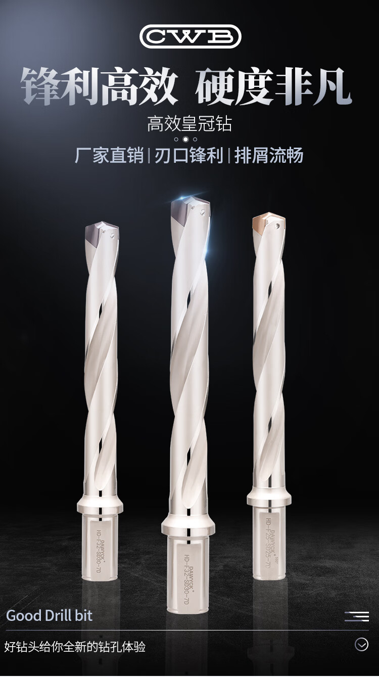 精威皇冠钻高速铲钻刀杆深孔钻定心钻头暴 u钻舍弃式内冷钻头刀柄 5倍