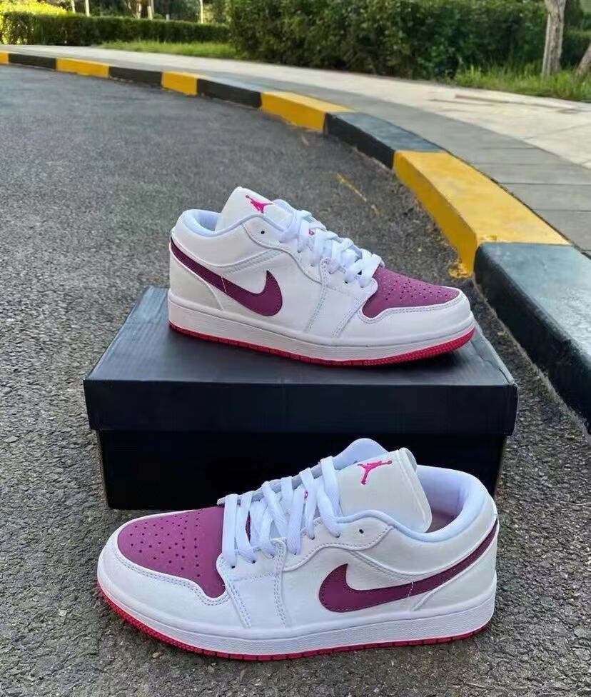 官方aj白紫情人节限定女鞋low gs白粉桃心低帮板鞋学生校园纯原公司级