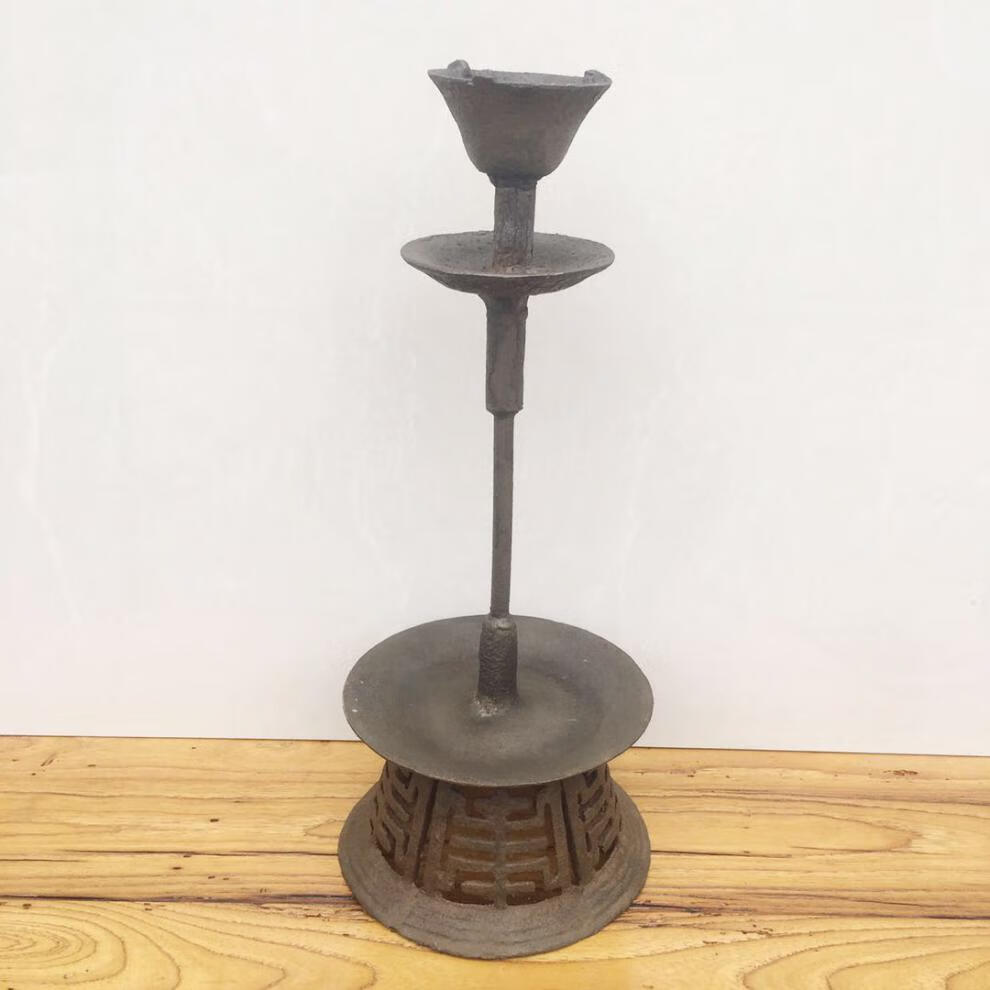 煤油灯 老油灯 老式玻璃灯罩老铁灯复古老灯台禅意茶道铸铁灯盏酥油灯