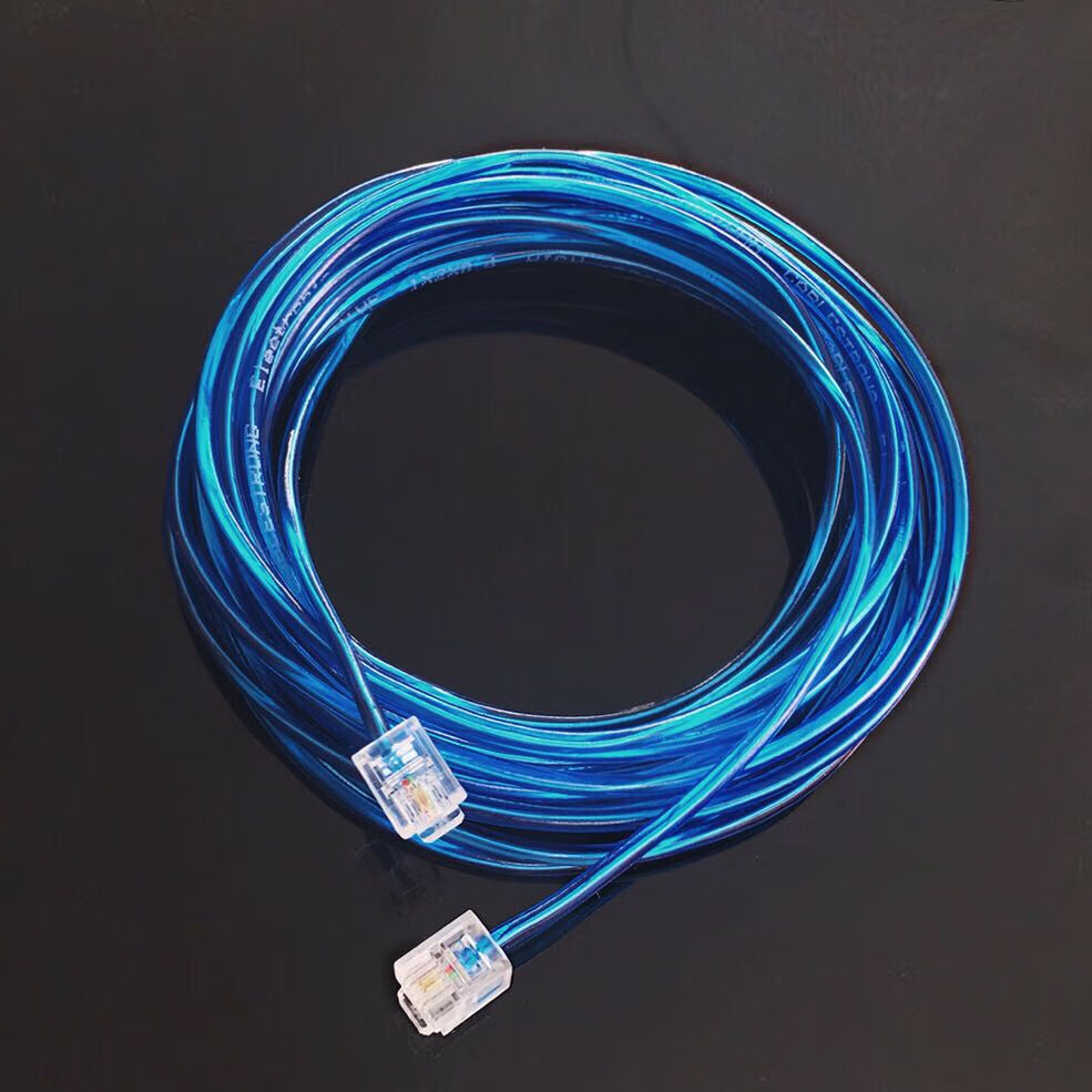 纯铜 电话线 2芯/4芯1 2 3 5 8 10 15 20 30米座机延长线 4芯黑色双皮