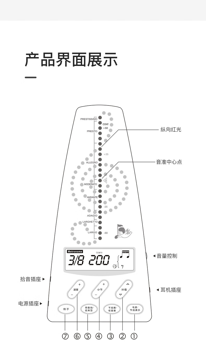 小天使节拍器220人声数拍电子充电卡通钢琴古筝考级架子鼓机械奏苹果