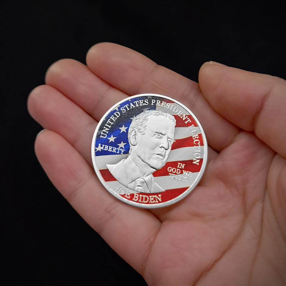 慕诗2020美国候选总统拜登镀金硬币 风云人物纪念币工艺品摆件收藏