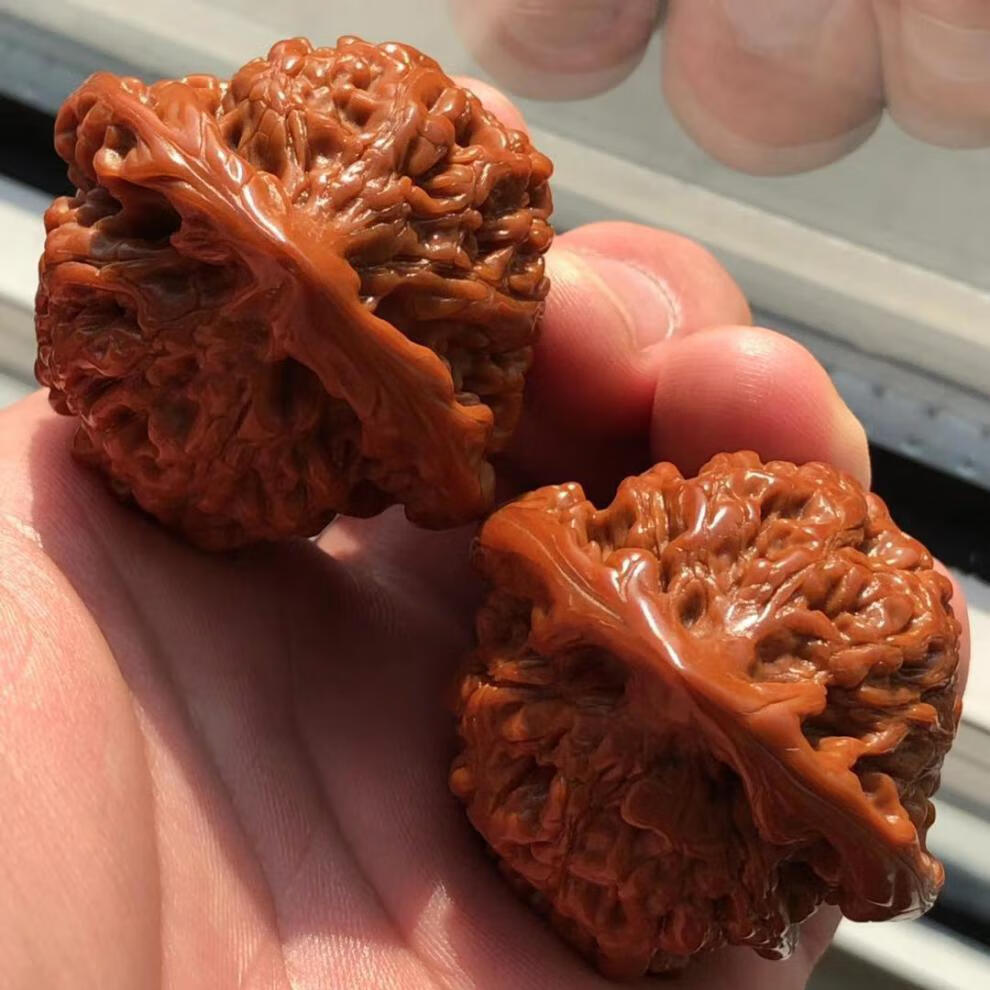 文玩核桃 机刷包浆玉化核桃大官帽核桃 麒麟纹王勇官帽 把玩核桃