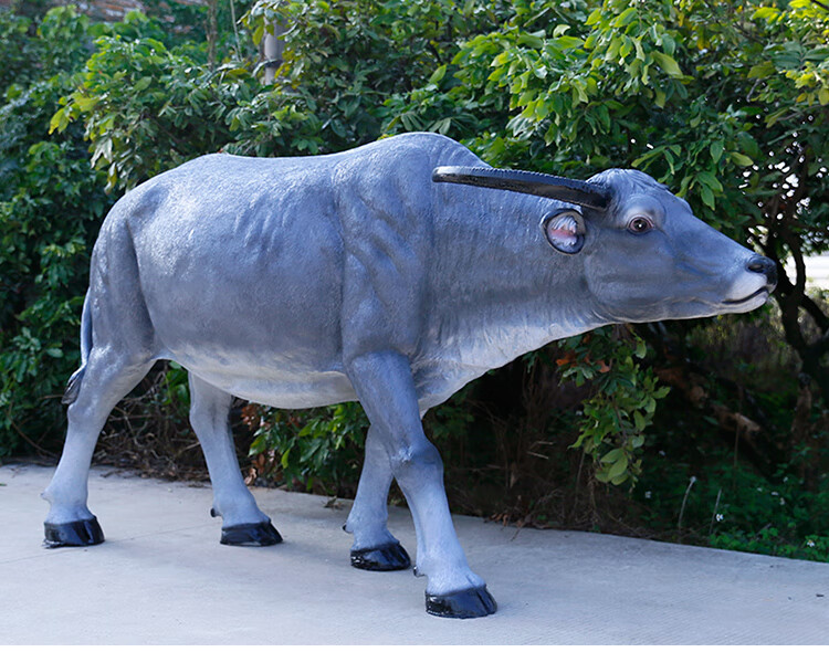 仿真动物水牛雕塑摆件黄牛奶牛户外园林景观装饰品玻璃钢大型模型小号