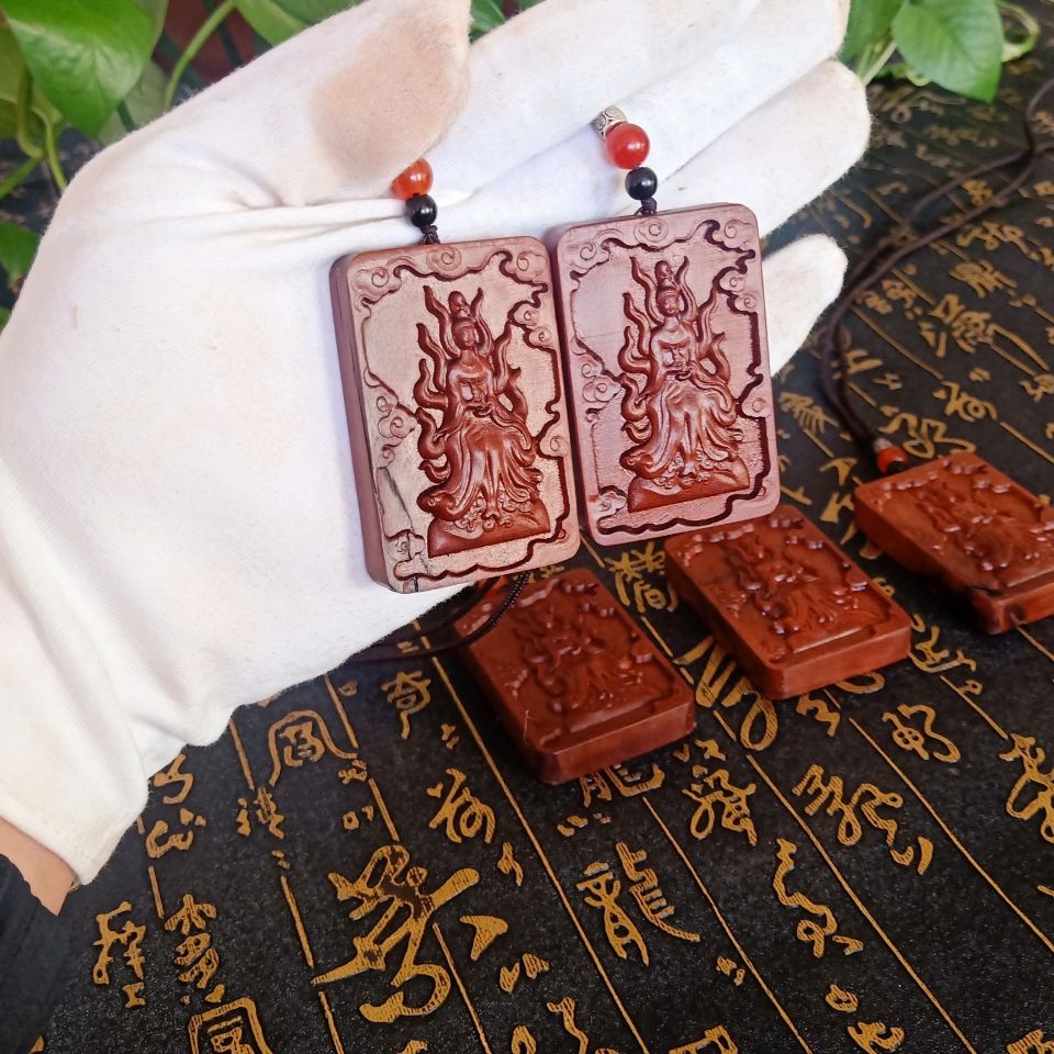 时尚配饰 精品雷击枣木九尾狐仙娘娘平安牌挂件道家法器用品平安生日