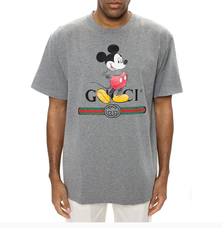 古驰 disney x gucci联名款 男装 服装 棉质米奇图案印花 男士短袖t恤