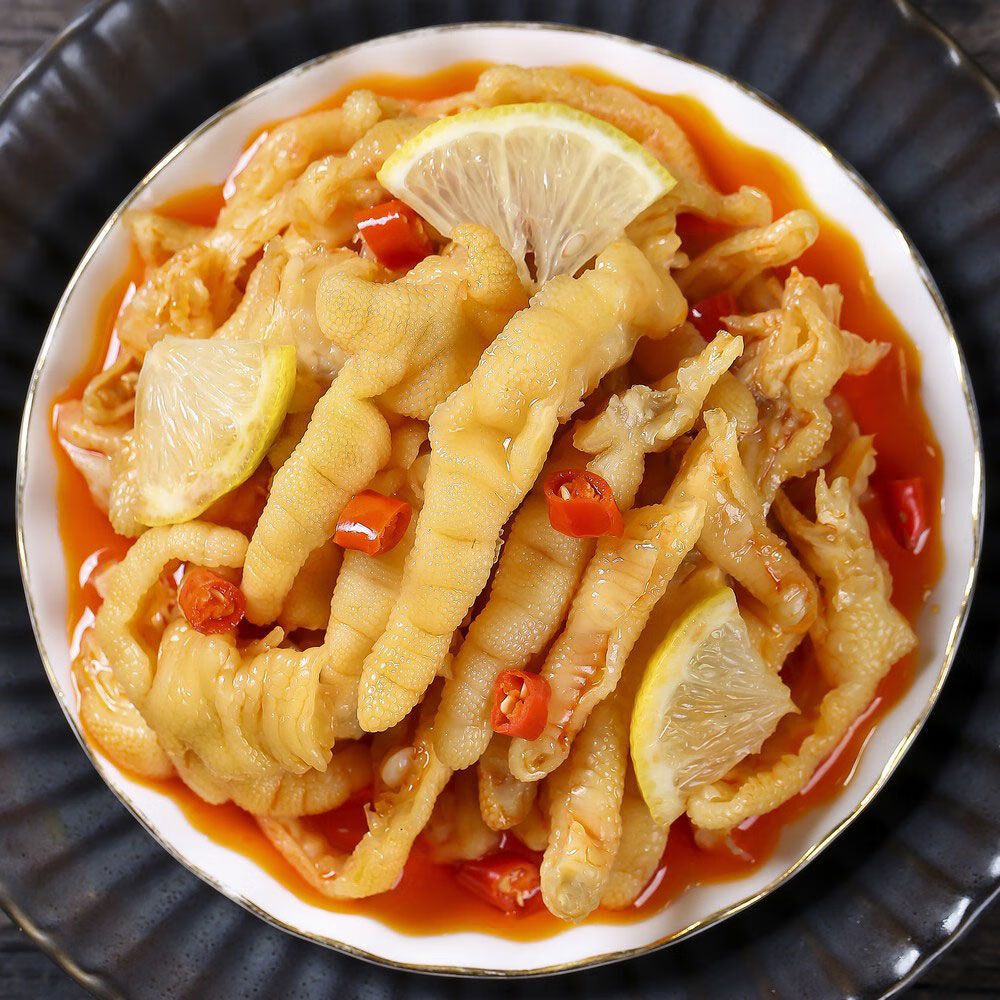 酸辣柠檬无骨鸡爪网红麻辣凤爪袋装脱骨卤味零食小吃鸡爪子