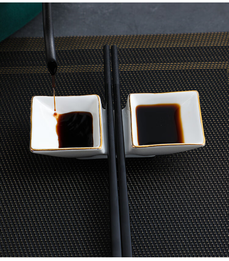 陶瓷摆台公筷三用筷架筷托架中式酒店餐厅两用白色筷子架托金边 拱桥