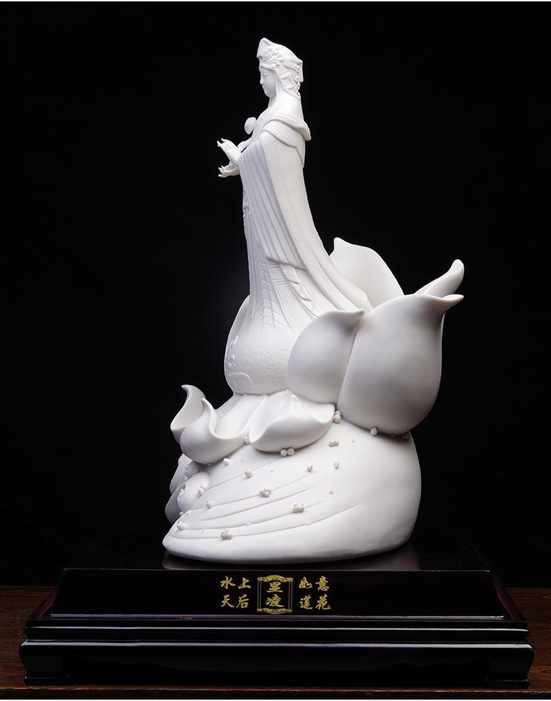 古贤德化白瓷妈祖神像天上圣母天后湄洲岛海神娘娘家用供奉摆件保平安