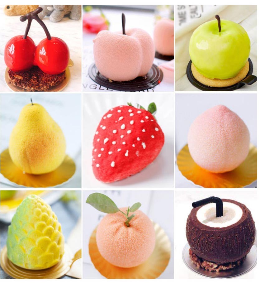 喜嘉华法式多连仿真水果柠檬硅胶慕斯西点模具桃子苹果芒果椰子冰淇淋