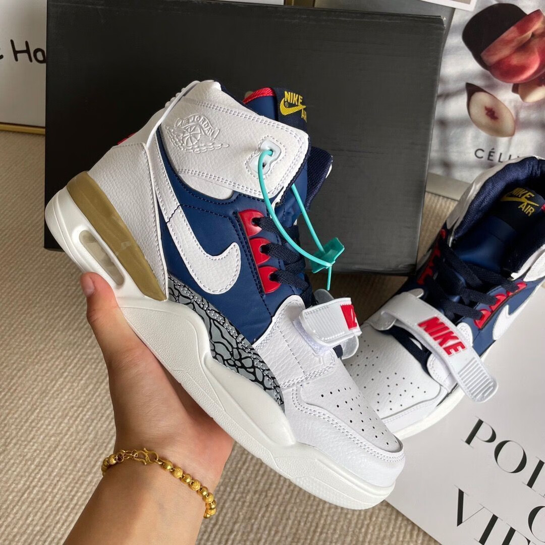 aj312气垫篮球鞋三合一高帮鞋美国队白蓝金aj运动篮球鞋 白蓝金(高