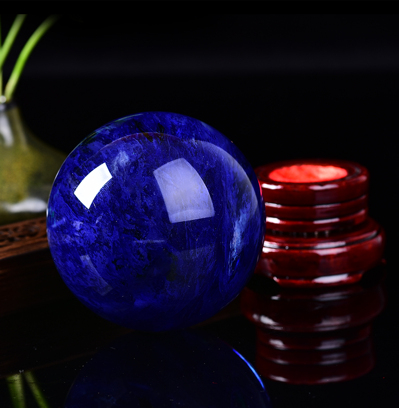晨林之歌蓝色水晶熔炼球风水摆件海蓝宝转运珠球水晶蓝水晶原石客厅