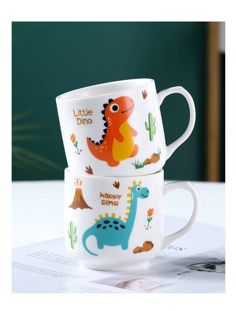 恐龙马克杯小容量可爱卡通恐龙带盖迷你陶瓷水杯办公咖啡茶杯幼童牛奶