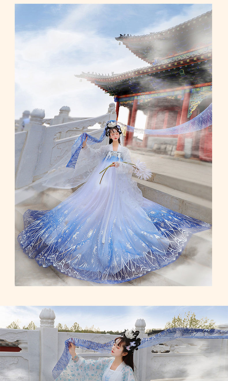 汉服女原创齐胸齐腰襦裙春秋夏季仙气中国风新款改良古装套装 粉色齐