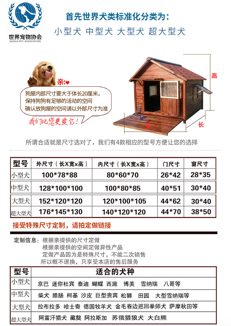 狗窝金毛狗笼冷暖通用宠物房狗屋带围栏盖带空调储藏箱小型犬内部尺寸