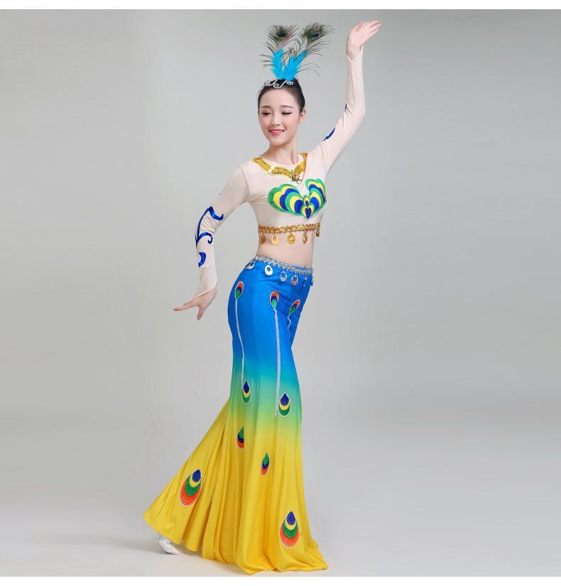 伊必圣傣族舞成人演出服女孔雀舞蹈服装鱼尾裙新款傣族少数民族舞台