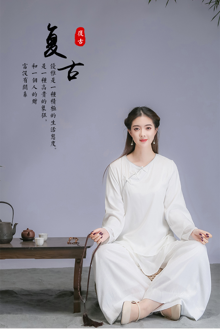 禅服佛系女棉麻打坐居士服2021夏季新款禅意中国风唐装汉服套装白色大