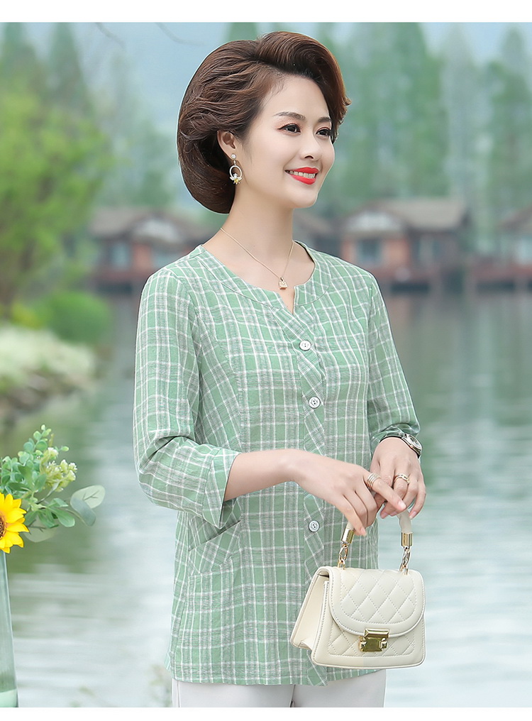 称美中老年女装夏装短袖衬衫套装405060岁新款中年妈妈夏季两件套短款