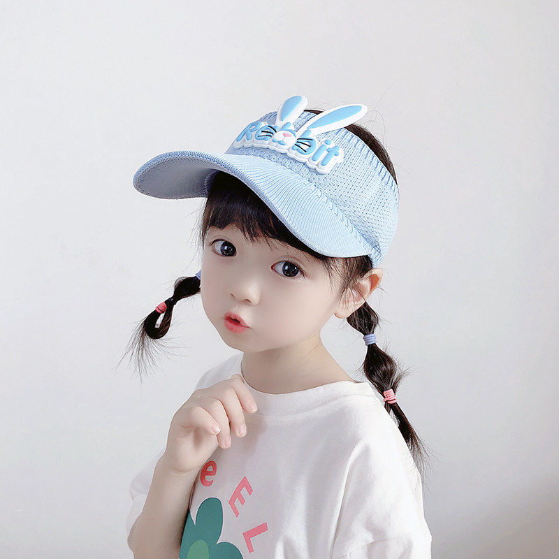 法波琪大檐遮阳帽儿童空顶帽卡通遮阳帽中童夏季女童大檐宝宝太阳帽男