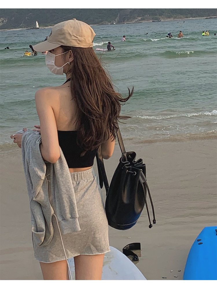 吊带背心女挂脖吊带背心女夏季新款辣妹网红ins潮外穿美背短款抹胸