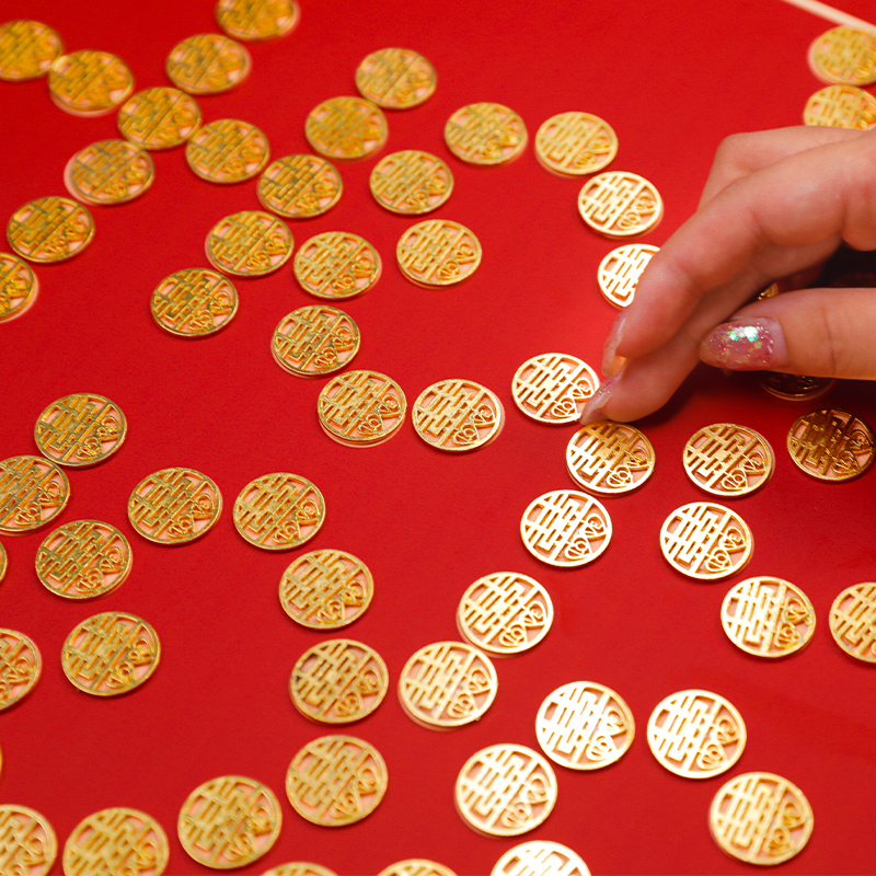 喜字贴纸结婚贴窗硬币喜字贴结婚diy手工囍字毛钱贴钱喜字模板婚礼