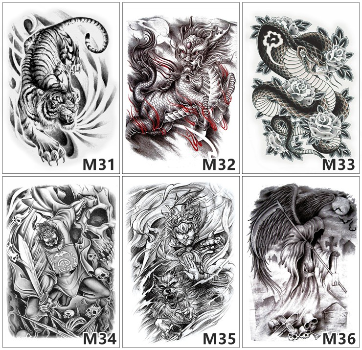 纹身贴艺妓狐狸满背大图防水男女持久彩色后背美女樱花防真刺青贴