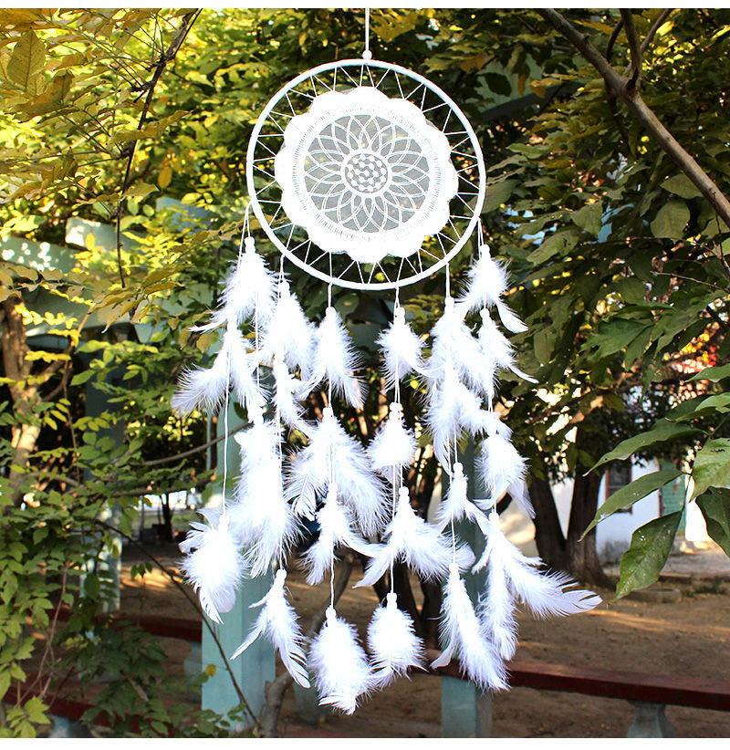 捕梦网羽毛风铃挂件少女心森系吊饰房间创意装饰挂饰同学生日礼物三层